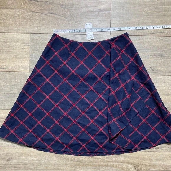 Brooks‎ Brothers Red Fleece Womens Plaid Wool Ruffle Front Skirt Size 2 Blue Red - Picture 2 of 13